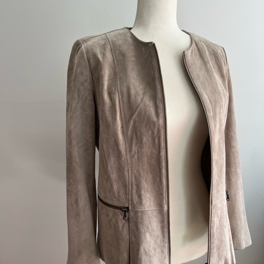 Beige/tan Zip-up Leather Jacket by Ecru sz 4-8